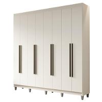 Guarda-roupa Casal Com Pés 8 Portas Batentes Branco-branco-preto Netuno Madesa - 2
