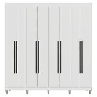 Guarda-roupa Casal Com Pés 8 Portas Batentes Branco-branco-preto Netuno Madesa - 10