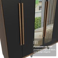 Guarda-roupa Casal Com Pés 6 Portas Batentes Com Espelho Rustic-preto-rustic Saturno Madesa - 6