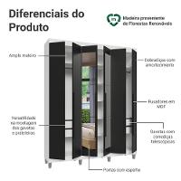 Guarda-roupa Casal Com Pés 6 Portas Batentes Com Espelho Branco-preto-preto Netuno Madesa