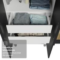 Guarda-roupa Casal Com Pés 6 Portas Batentes Com Espelho Branco-preto-preto Netuno Madesa - 7