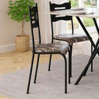 Kit 4 Cadeiras 542 Sala Jantar Cozinha Pés Aço Tubular Floral Preto - 2