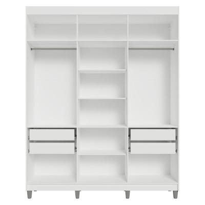 Guarda Roupa Casal Saturno 6 Portas Batentes 4 Gavetas Branco-branco-rustic Madesa