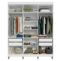 Guarda-roupa Casal Com Pés 6 Portas Batentes Com Espelho Branco-branco-rustic Saturno Madesa - 3