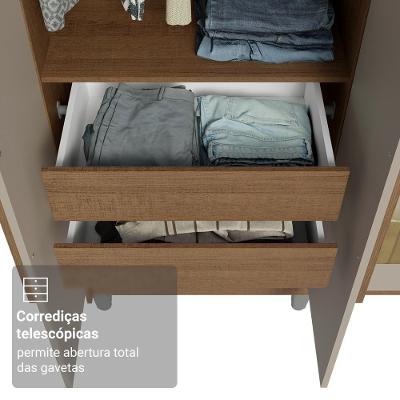 Guarda Roupa Casal Netuno 6 Portas Batentes Com Espelho Rustic-crema-rustic