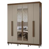 Guarda-roupa Casal Com Pés 6 Portas Batentes Com Espelho Rustic-crema-rustic Netuno Madesa - 2