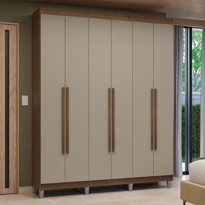 Guarda Roupa Casal Venus 6 Portas Batentes 4 Gavetas Rustic-Crema-Rustic Madesa