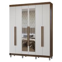 Guarda-roupa Casal Com Pés 6 Portas Batentes Com Espelho Rustic-branco-rustic Netuno Madesa - 2