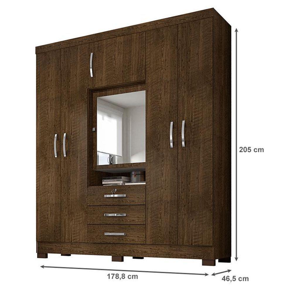 Guarda Roupa Casal Imperial Com Armário Multiuso Recife E Cômoda Madri Malbec - Incorplac - 3