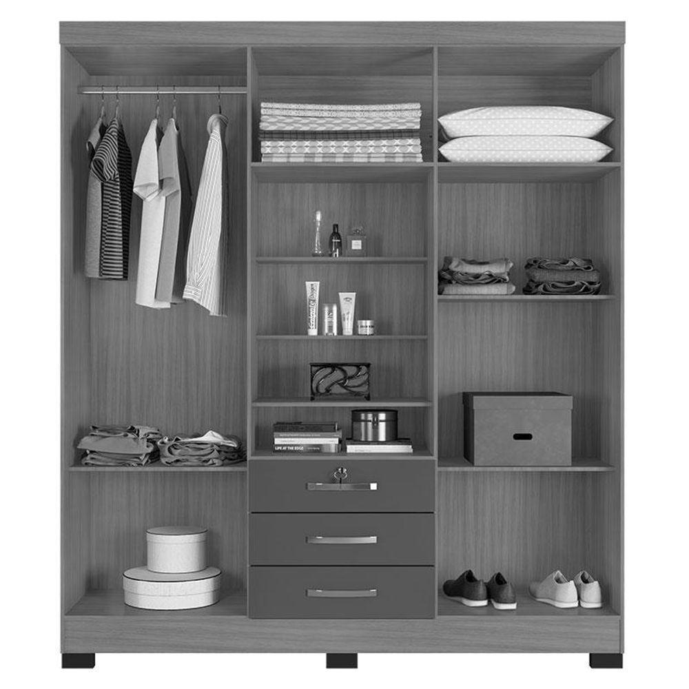 Guarda Roupa Casal Imperial Com Armário Multiuso Recife E Cômoda Madri Malbec - Incorplac - 4