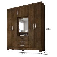 Guarda Roupa Casal Imperial Com Armário Multiuso Recife E Cômoda Madri Malbec - Incorplac - 3