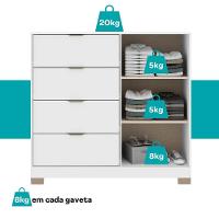 Cômoda 4 Gavetas 2 Portas Carraro Branco