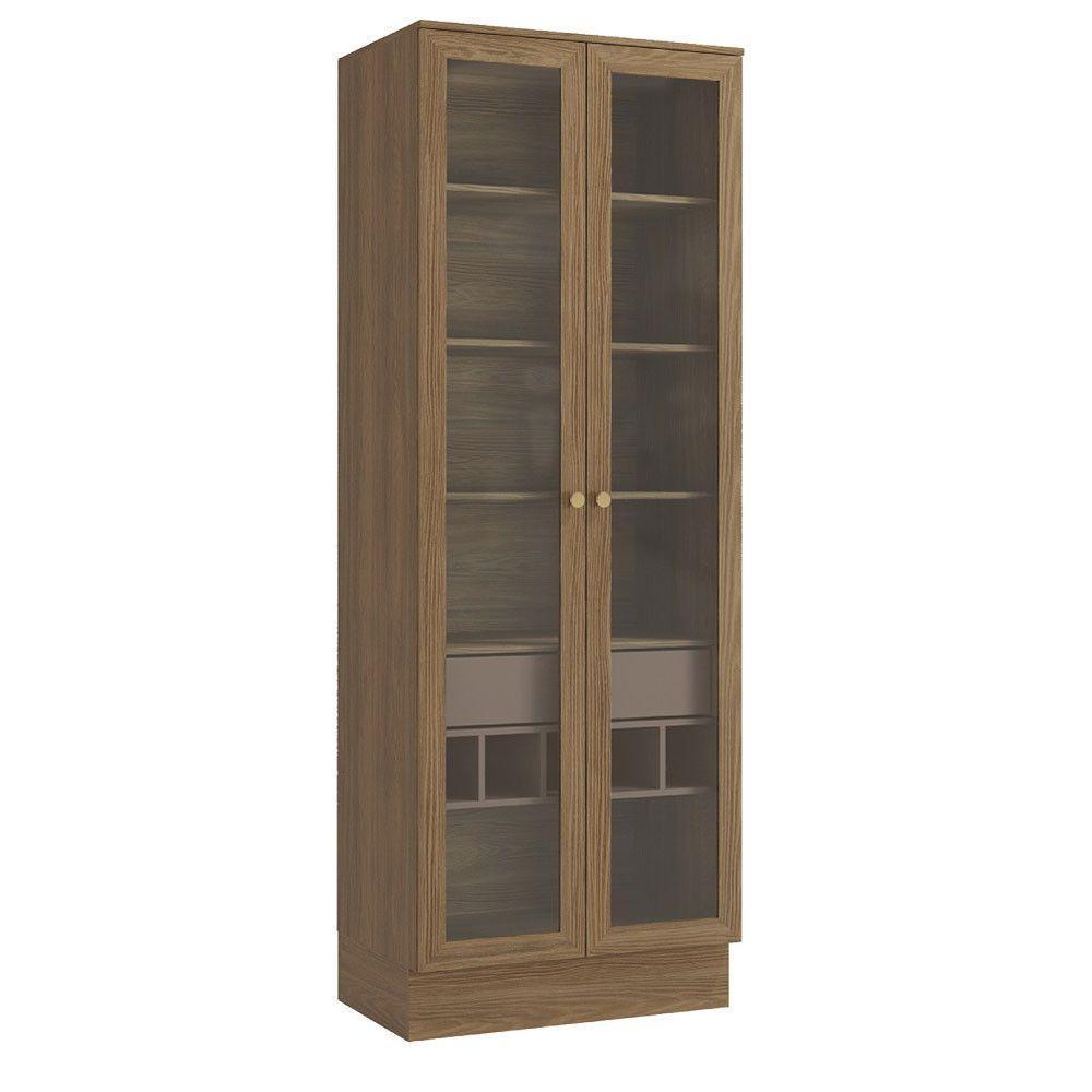 Cristaleira Botanic 2 Portas De Vidro 1 Gaveta Kappesberg Nogueira E Fendi - 1