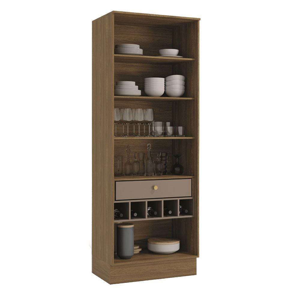 Cristaleira Botanic 2 Portas De Vidro 1 Gaveta Kappesberg Nogueira E Fendi - 2