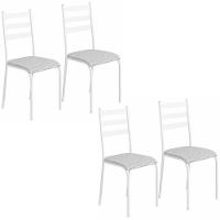 Kit 4 Cadeiras 541 Sala Jantar Cozinha Pés Aço Tubular Cinza Branco - 1