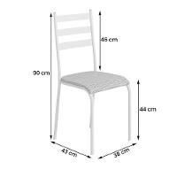 Kit 4 Cadeiras 541 Sala Jantar Cozinha Pés Aço Tubular Cinza Branco - 3