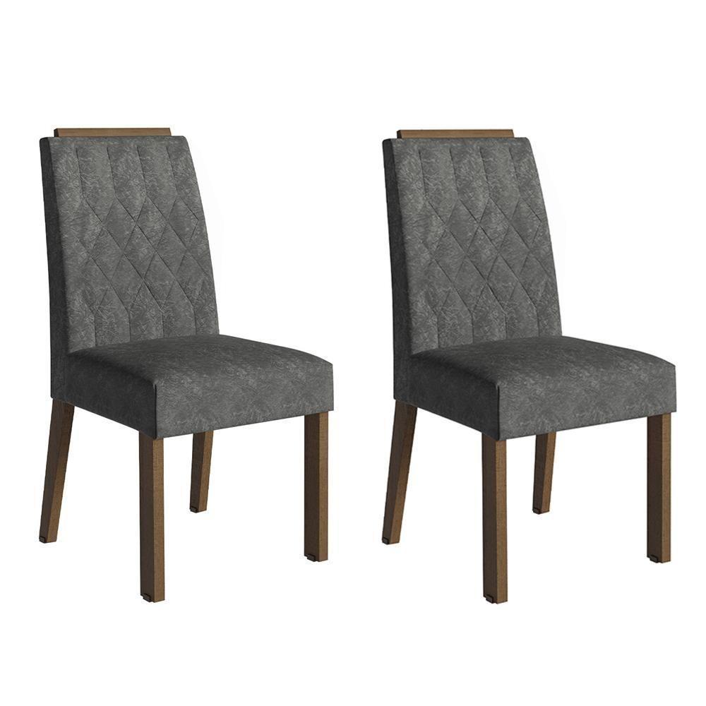 Kit 2 Cadeiras De Jantar 4256 Com Espaldar Rustic-silver Madesa - 1