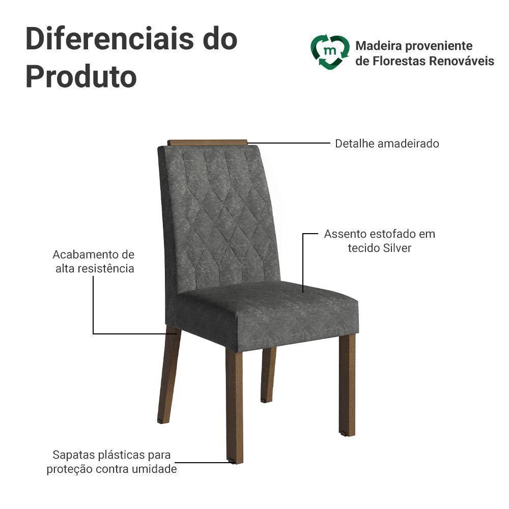 Kit 2 Cadeiras De Jantar 4256 Com Espaldar Rustic-silver Madesa - 4