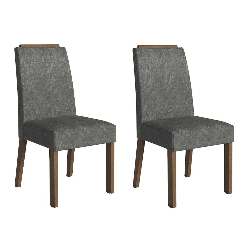 Kit 2 Cadeiras De Jantar 4255 Com Espaldar Rustic-silver Madesa - 1