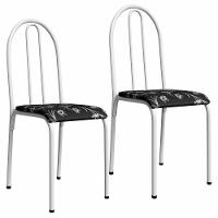 Kit 2 Cadeiras 544 Sala Jantar Cozinha Pés Aço Tubular Floral Branco - 1