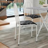 Kit 2 Cadeiras 544 Sala Jantar Cozinha Pés Aço Tubular Floral Branco - 2