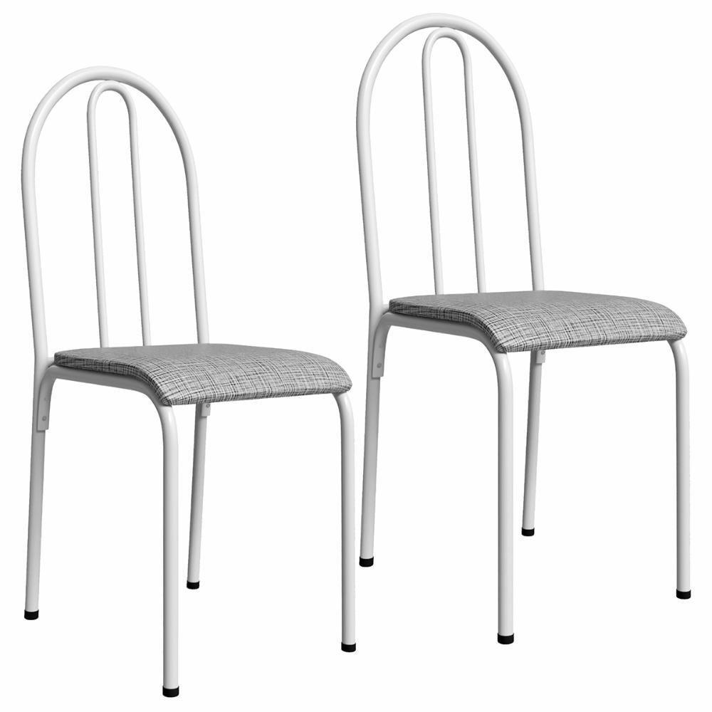 Kit 2 Cadeiras 544 Sala Jantar Cozinha Pés Aço Tubular Cinza Branco - 1