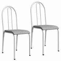 Kit 2 Cadeiras 544 Sala Jantar Cozinha Pés Aço Tubular Cinza Branco - 1