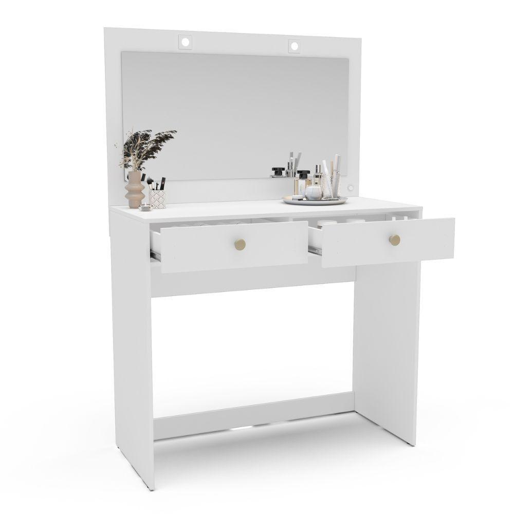 Penteadeira Politorno Valence Com Led 2 Gavetas Branco - 3