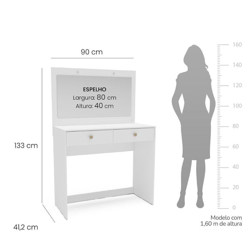 Penteadeira Politorno Valence Com Led 2 Gavetas Branco - 5