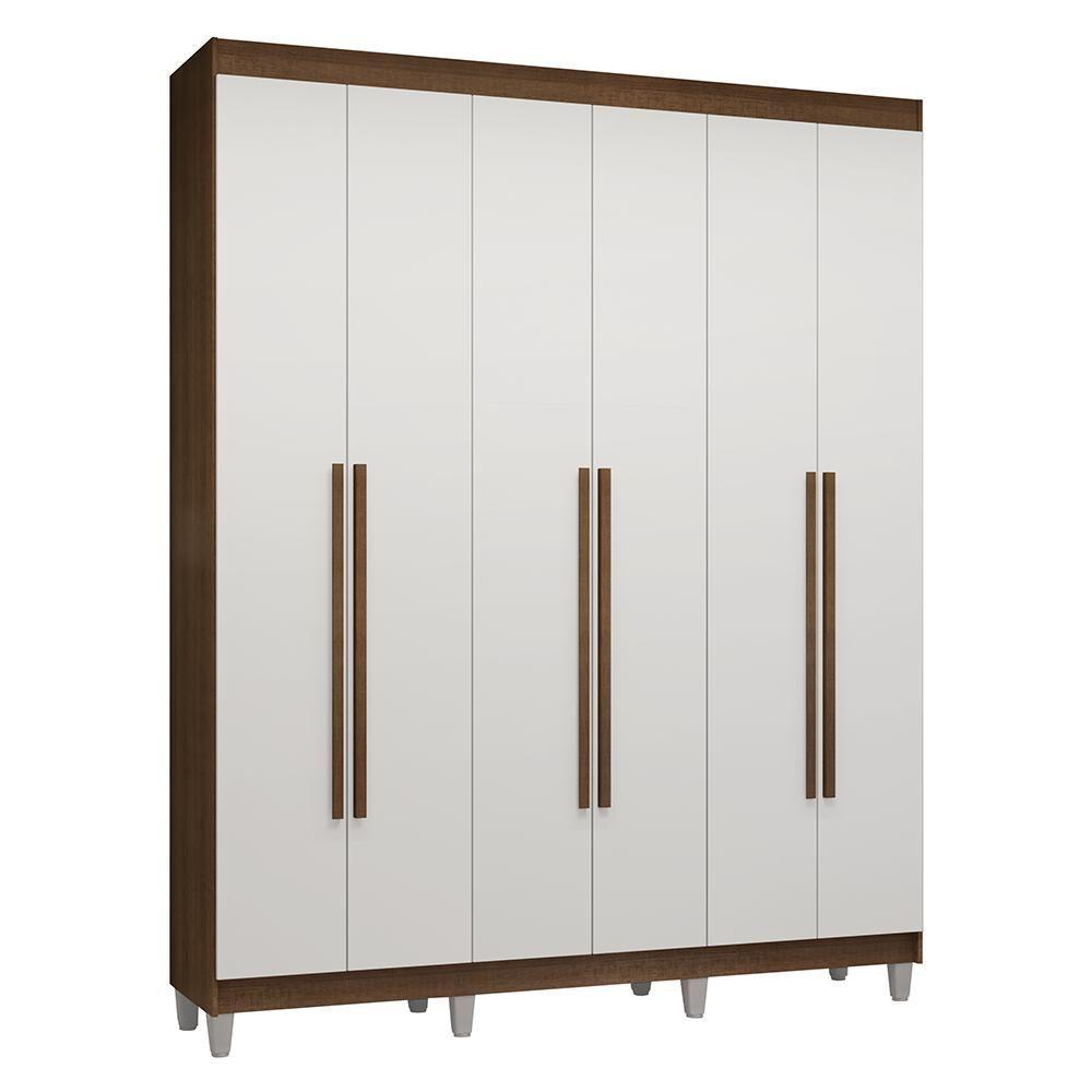 Guarda-roupa Casal Com Pés 6 Portas Batentes Rustic-branco-rustic Venus Madesa - 2