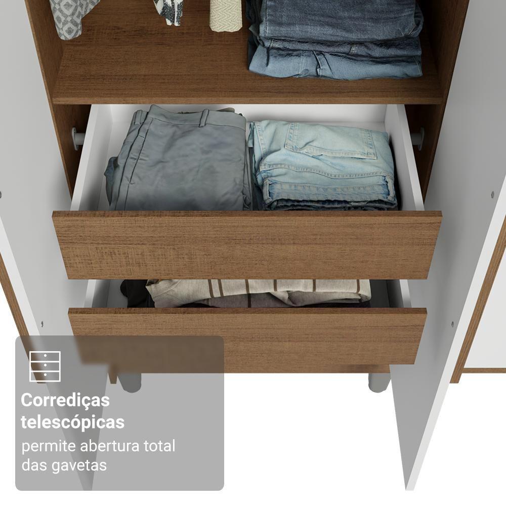 Guarda-roupa Casal Com Pés 6 Portas Batentes Rustic-branco-rustic Venus Madesa - 7