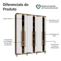Guarda-roupa Casal Com Pés 6 Portas Batentes Rustic-branco-rustic Venus Madesa