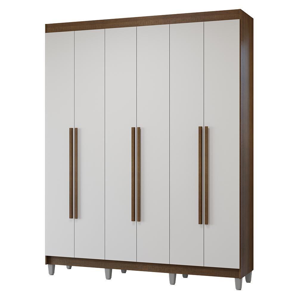 Guarda-roupa Casal Com Pés 6 Portas Batentes Rustic-branco-rustic Netuno Madesa - 2