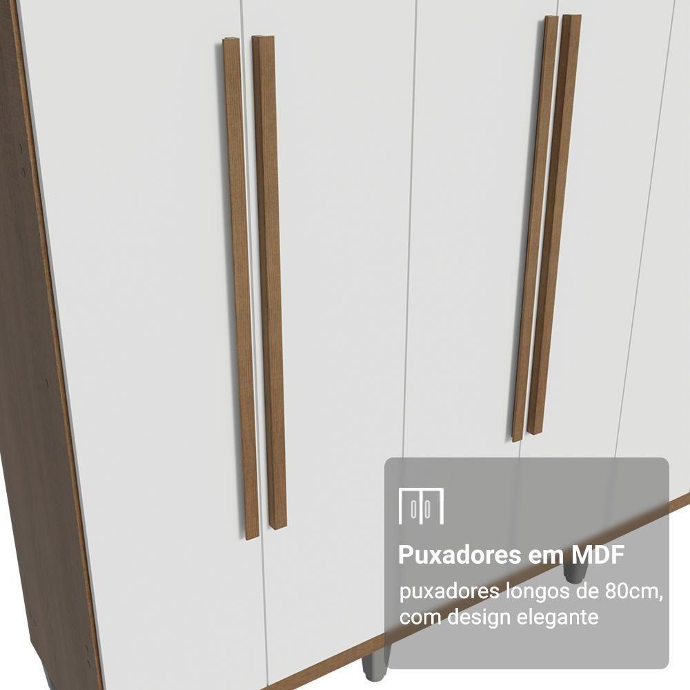 Guarda-roupa Casal Com Pés 6 Portas Batentes Rustic-branco-rustic Netuno Madesa - 6