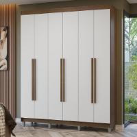 Guarda-roupa Casal Com Pés 6 Portas Batentes Rustic-branco-rustic Netuno Madesa - 1