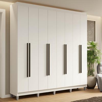 Guarda-roupa Casal Com Pés 8 Portas Batentes Branco-branco-preto Saturno Madesa