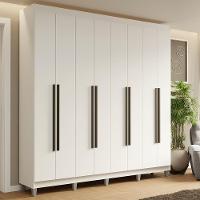Guarda-roupa Casal Com Pés 8 Portas Batentes Branco-branco-preto Saturno Madesa - 1