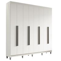 Guarda-roupa Casal Com Pés 8 Portas Batentes Branco-branco-preto Saturno Madesa - 6