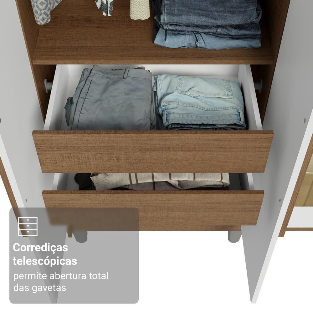 Guarda-roupa Casal Com Pés 6 Portas Batentes Com Espelho Rustic-branco-rustic Saturno Madesa - 7