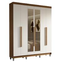 Guarda-roupa Casal Com Pés 6 Portas Batentes Com Espelho Rustic-branco-rustic Saturno Madesa - 2