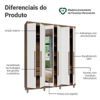 Guarda-roupa Casal Com Pés 6 Portas Batentes Com Espelho Rustic-branco-rustic Saturno Madesa