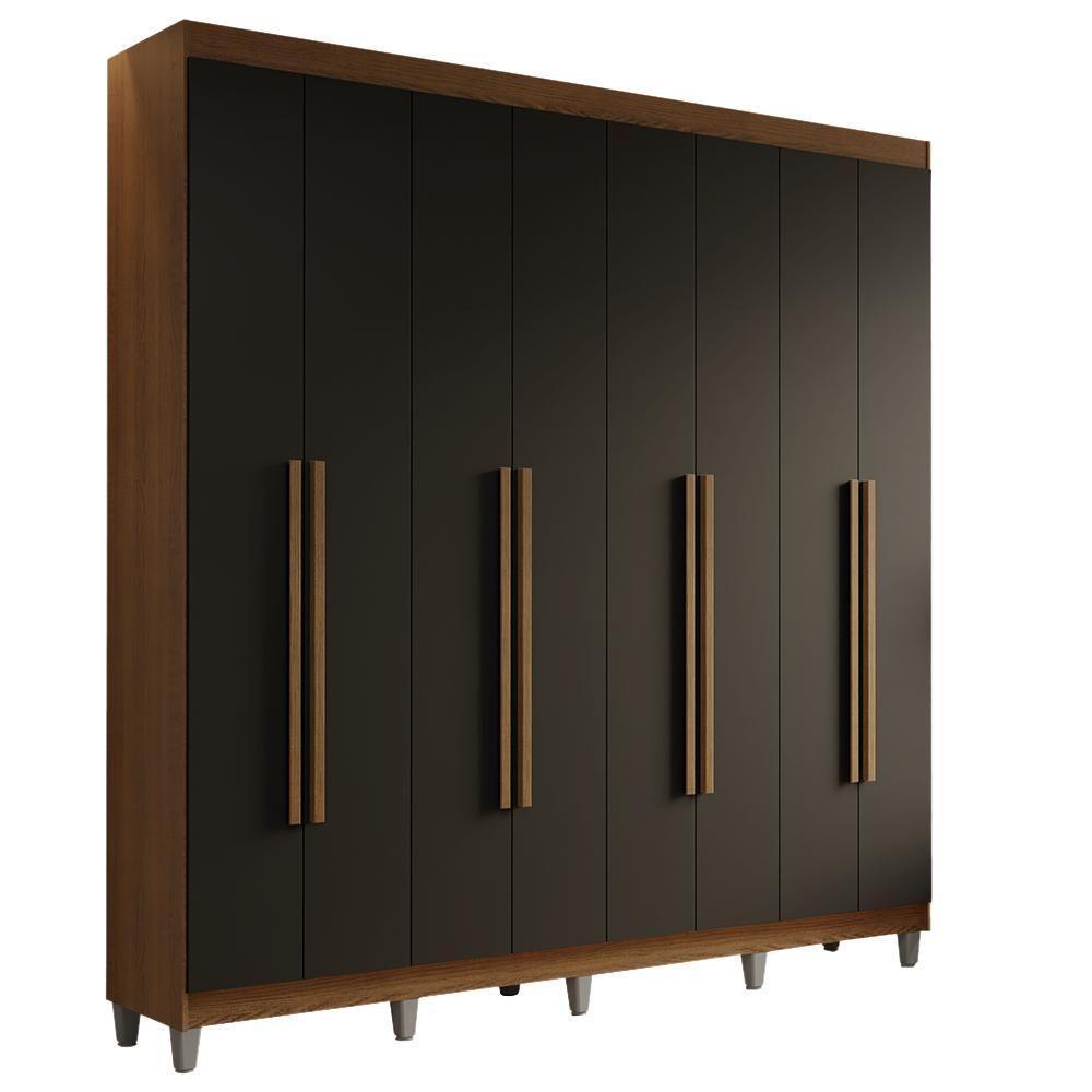 Guarda-roupa Casal Com Pés 8 Portas Batentes Rustic-preto-rustic Saturno Madesa - 2
