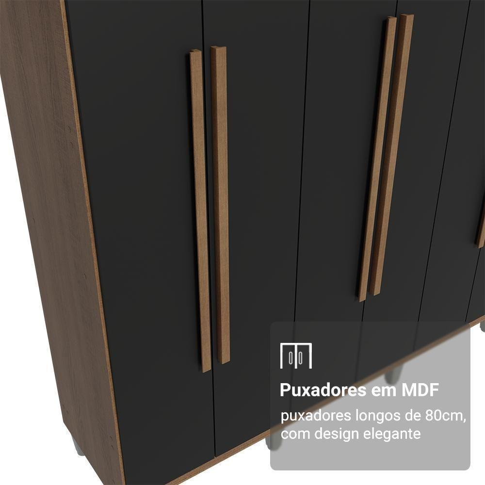 Guarda-roupa Casal Com Pés 8 Portas Batentes Rustic-preto-rustic Saturno Madesa - 6