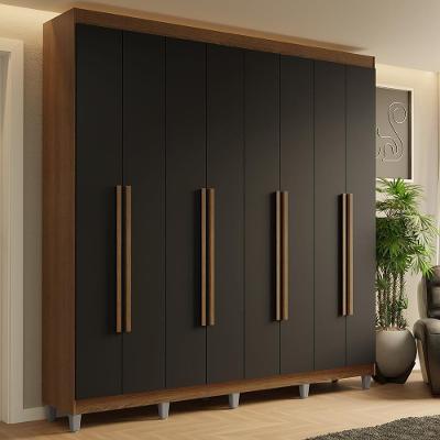 Guarda-roupa Casal Com Pés 8 Portas Batentes Rustic-preto-rustic Saturno Madesa