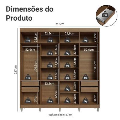 Guarda Roupa Casal Saturno 8 Portas Batentes Rustic-preto-rustic