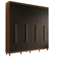 Guarda-roupa Casal Com Pés 8 Portas Batentes Rustic-preto-rustic Saturno Madesa - 2
