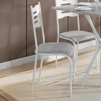 Kit 4 Cadeiras 542 Sala Jantar Cozinha Pés Aço Tubular Cinza Branco - 2