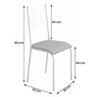 Kit 4 Cadeiras 542 Sala Jantar Cozinha Pés Aço Tubular Cinza Branco - 3