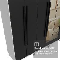 Guarda-roupa Casal Com Pés 8 Portas Batentes Com Espelho Branco-preto-preto Netuno Madesa - 6