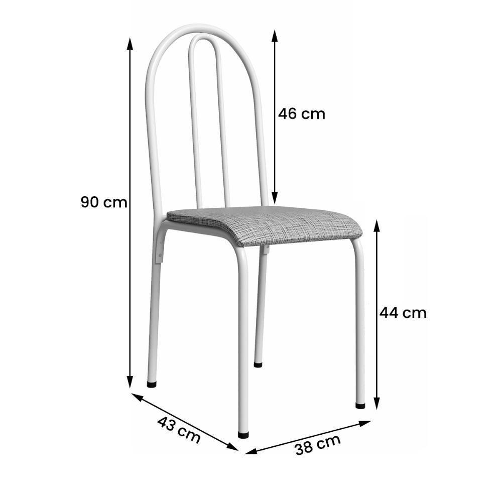 Kit 4 Cadeiras 544 Sala Jantar Cozinha Pés Aço Tubular Cinza Branco - 3